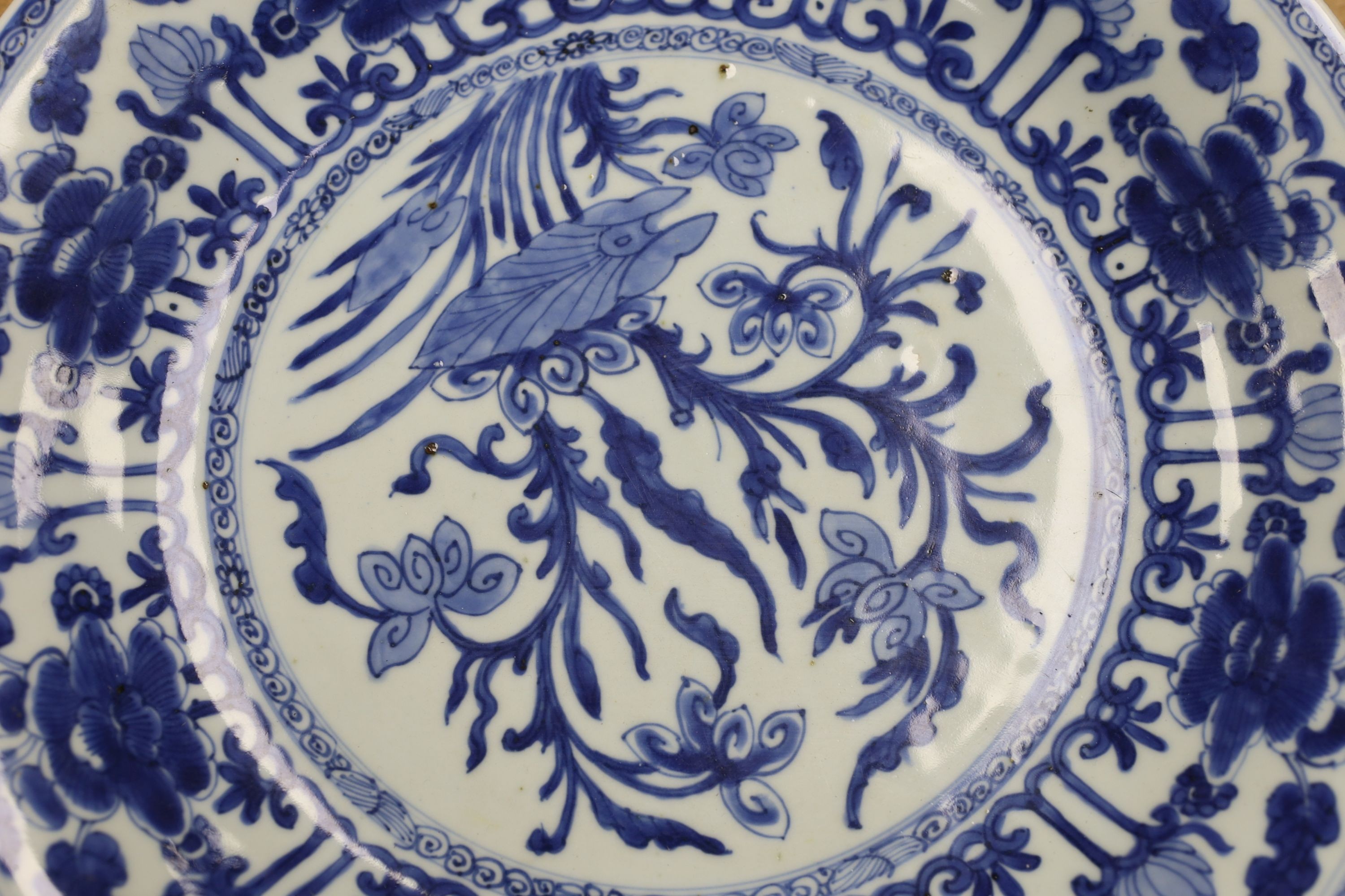 A Chinese blue and white ‘lotus’ dish, Kangxi period, 35cm